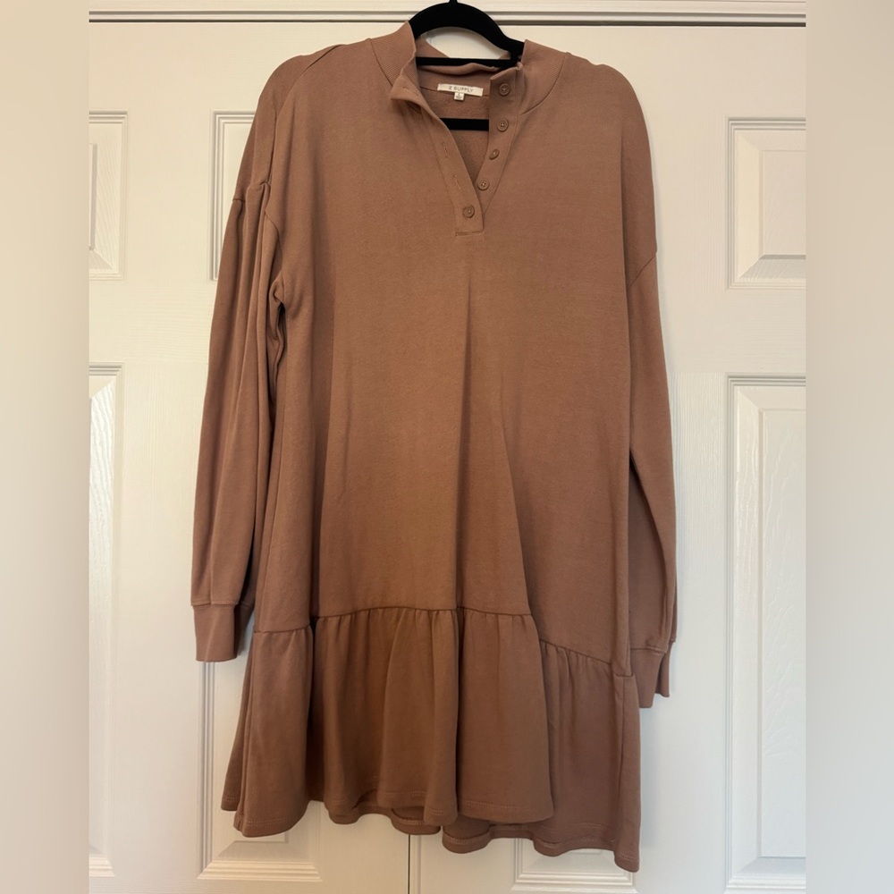 Z Supply Brown Long-Sleeve Dress